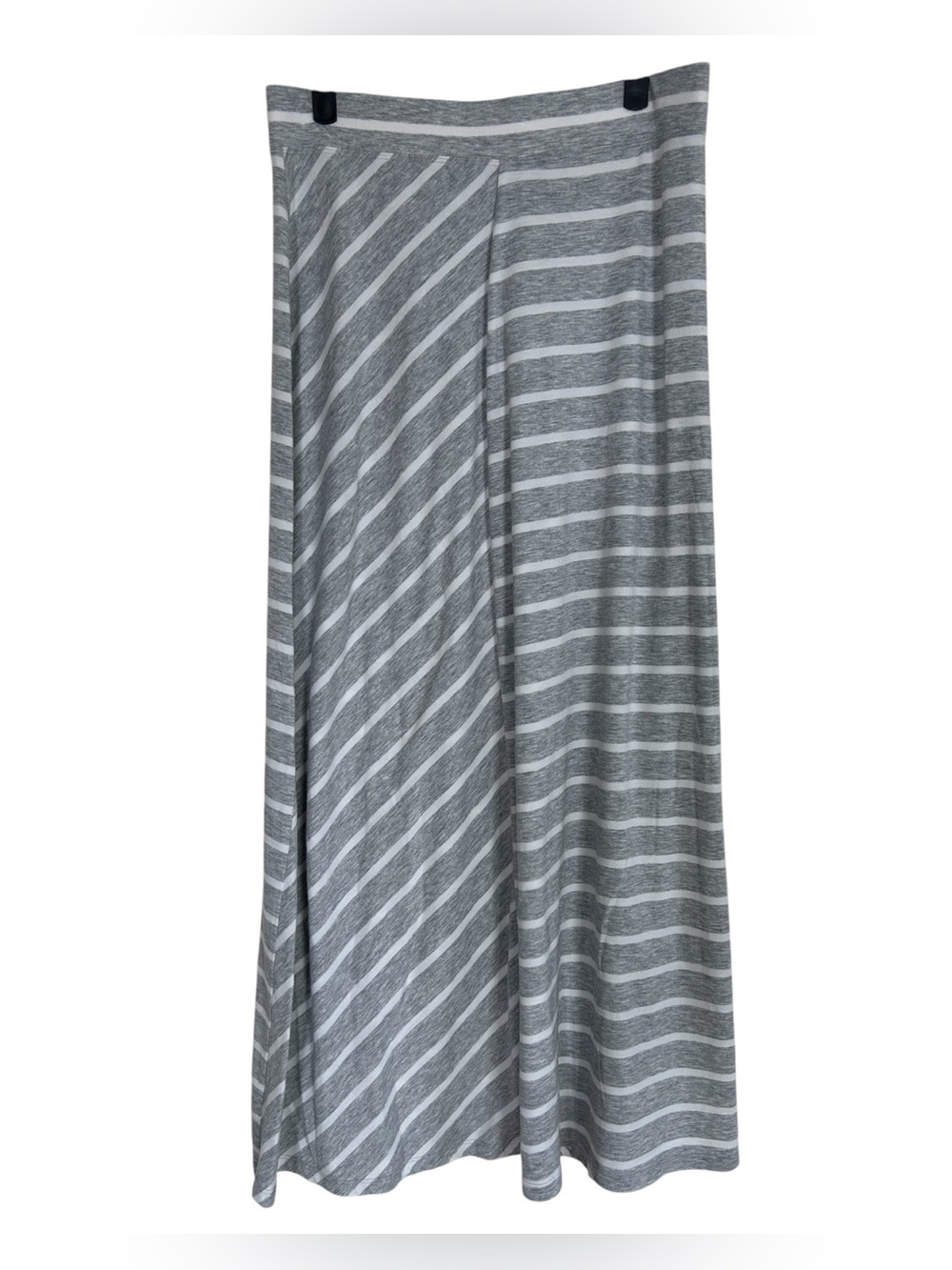 Maurices Maxi Skirt Women’s M Gray White Mixed Stripe Jersey Stretch 2010s